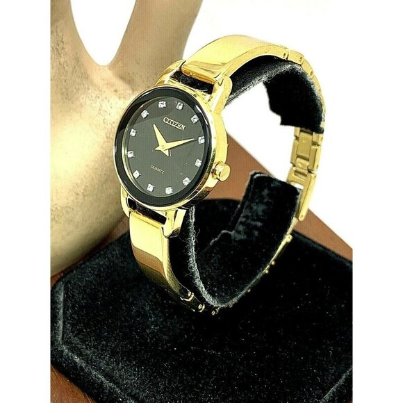 Citizen Women's Watch EZ6372-69E Quartz 26mm Black Dial Gold Tone Steel - Picture 2 of 13